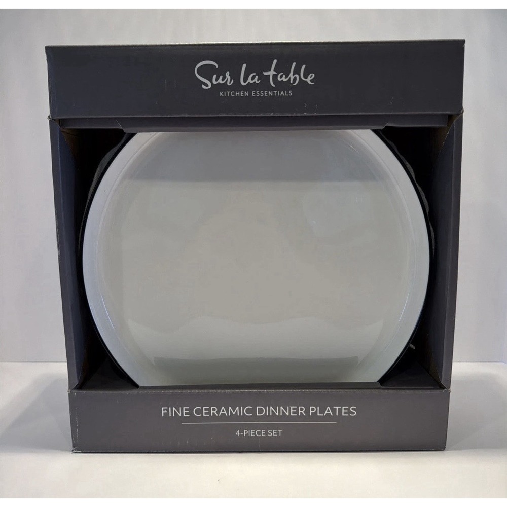 Sur La Table White Dinner Plates Set/4 Stackable Dinner Plates  11"